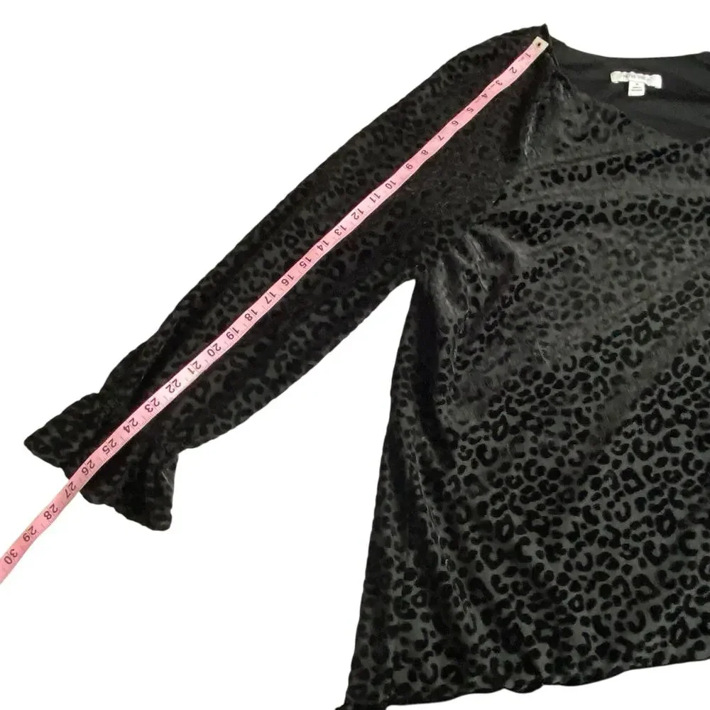 Nine West Velvet Burnout Shift Dress Black Leopard Print Size 16 Holiday Party - Picture 15 of 16